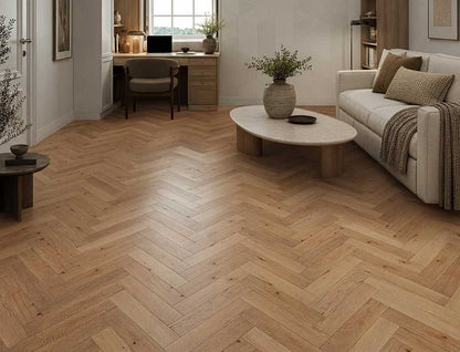 Liberty Woburn Oak 18x70mm Solid Oak Herringbone Wood Flooring UV Lacquered