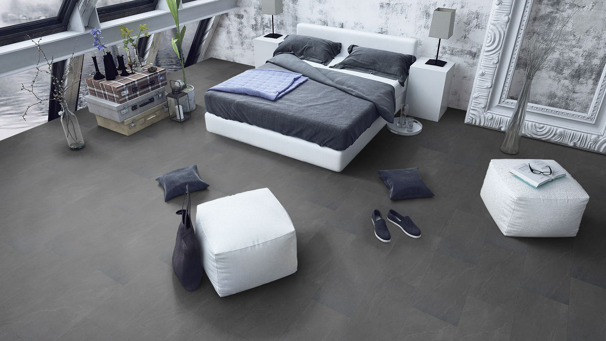 Liberty Lignum Core Tile Charcoal Slatet SPC Rigid Vinyl Flooring