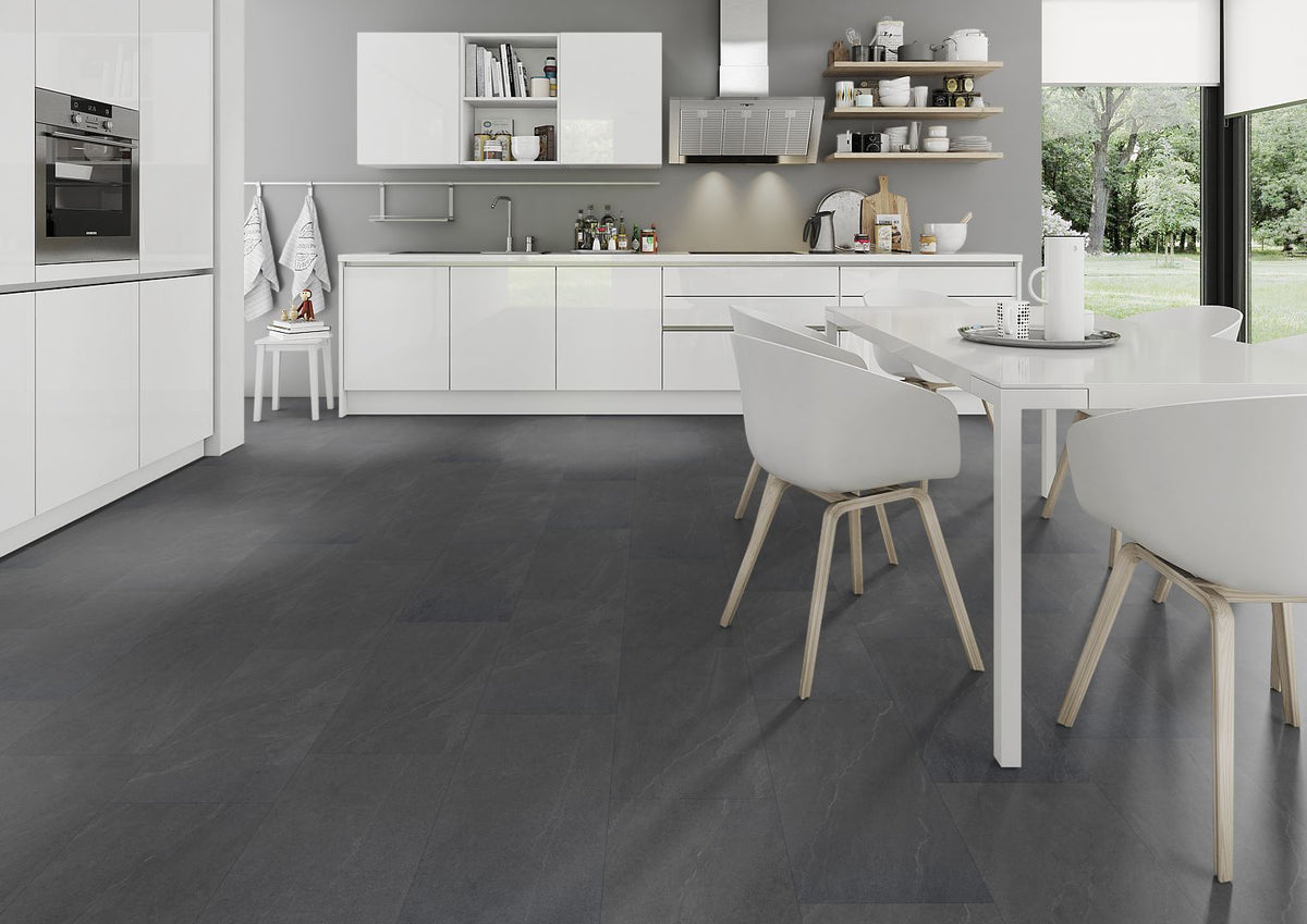 Liberty Lignum Core Tile Charcoal Slatet SPC Rigid Vinyl Flooring