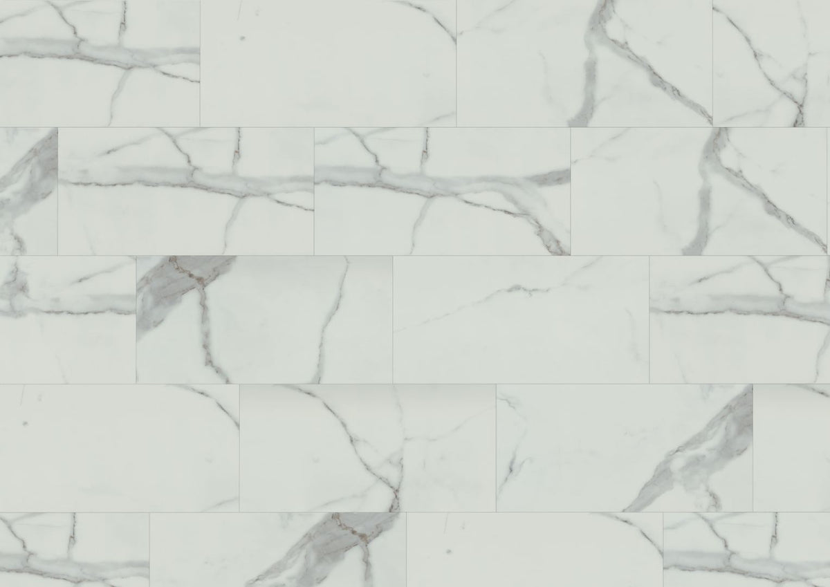 Liberty Lignum Core Tile Carrara White Marble Matt SPC Rigid Vinyl Flooring
