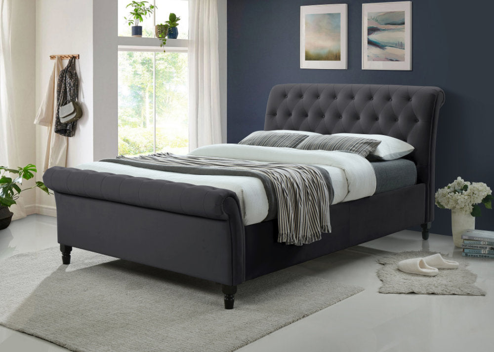 Sareer Richmond Side Lift Ottoman Fabric Bed Dark Grey