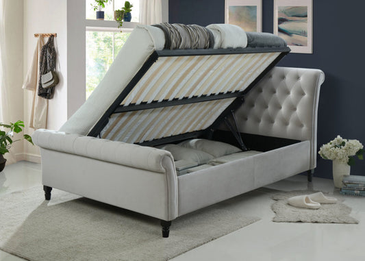 Sareer Richmond Side Lift Ottoman Fabric Bed Light Grey