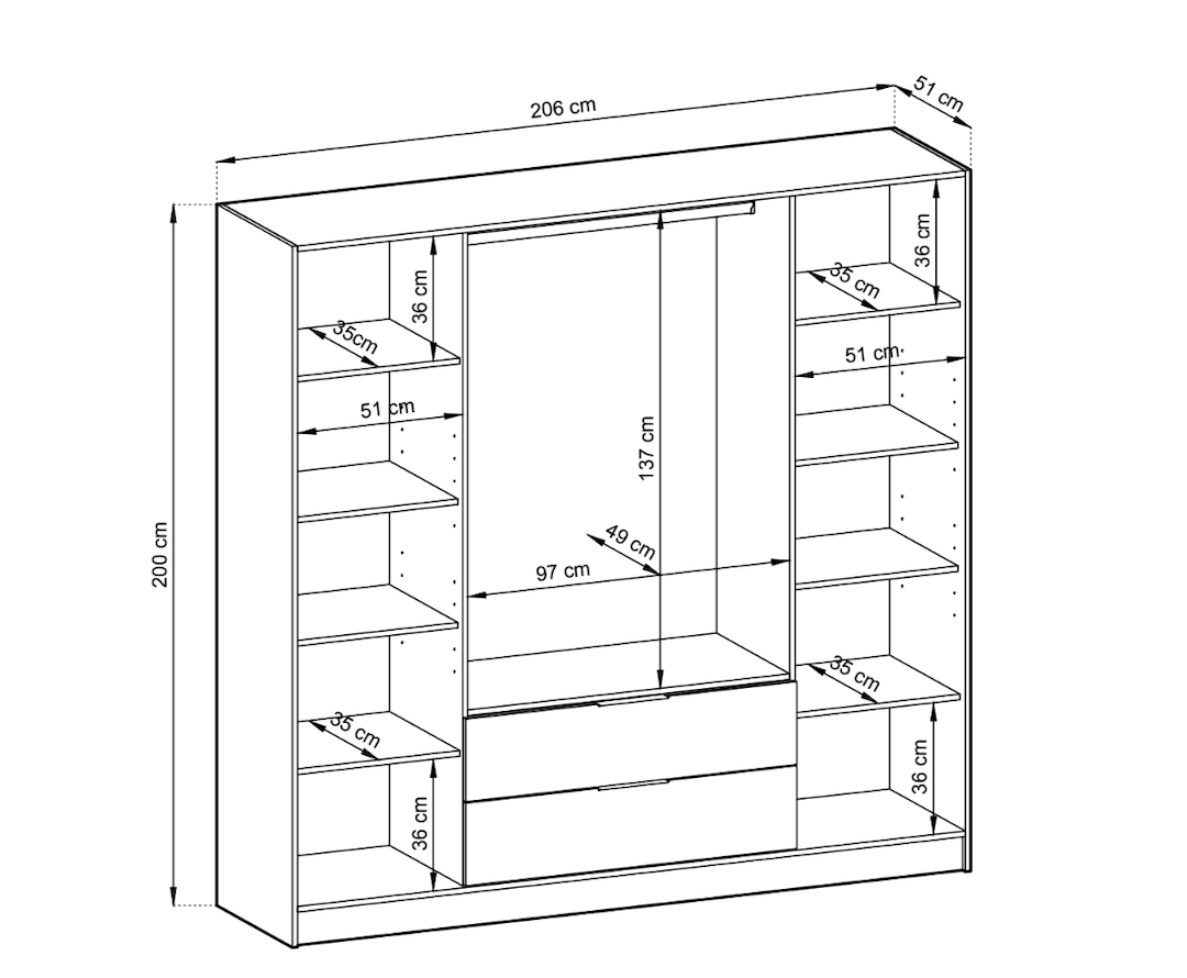 Liberty Nelly Hinged Door Wardrobe 206cm [Mirror]
