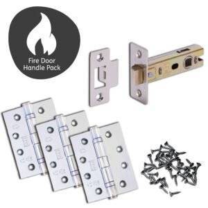 Drava  Door Handle Bathroom Pack Chrome/Satin Chrome with Lock and 65mm Latch