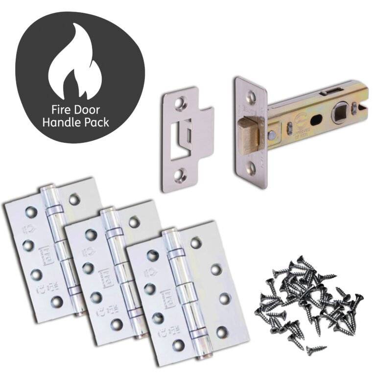 Drava Fire Door Handle Pack Chrome/Satin Chrome with 65mm Latch