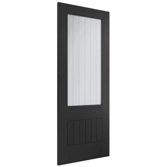 XL Joinery Internal Black Door Suffolk Glazed Door Clear Etched Glass Fully Finished