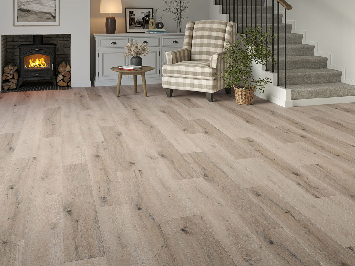 Liberty 5mm SPC LVT Flooring Tankerton Whitewashed Grey Oak Rigid Core Built In Underlay