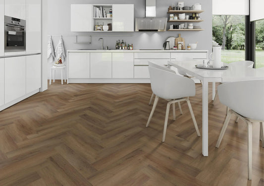 Liberty Lignum Core Truffle Oak Herringbone SPC Rigid Vinyl Flooring