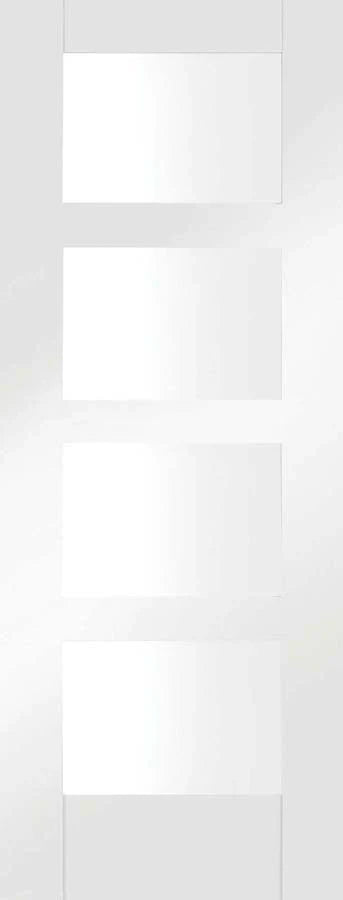 XL Joinery Internal White Primed Shaker Door 4L Clear Glazed