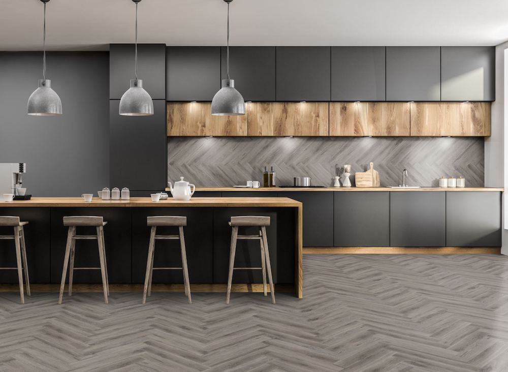 Liberty Lignum Core Rustic Grey Oak Herringbone SPC Rigid Vinyl Flooring