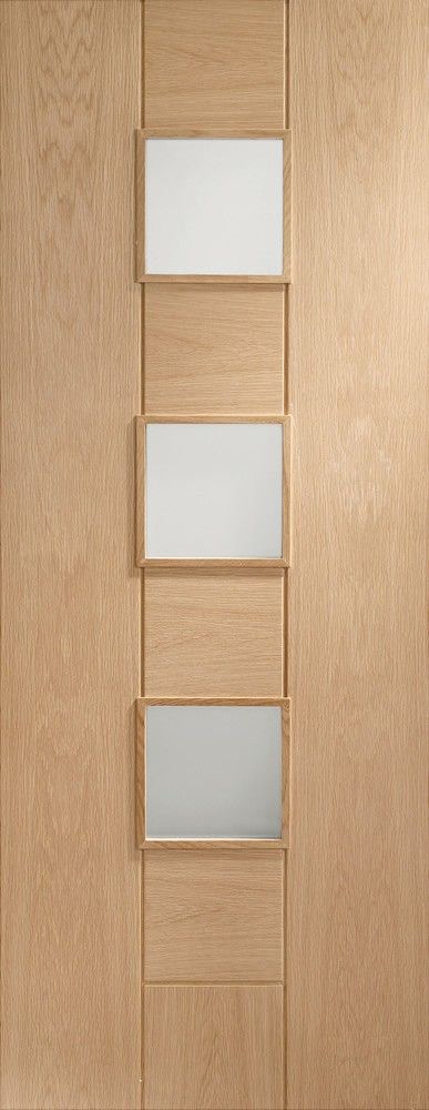 Internal Oak Messina Door With Clear Glass Fully Finished