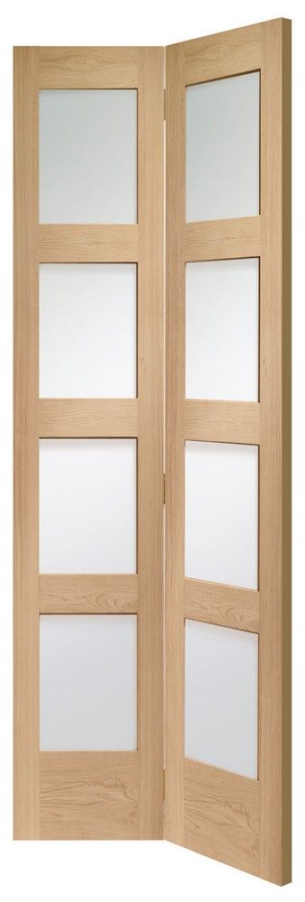 XL Joinery Internal Oak Shaker 4L Bi-Fold Door With Clear Glass