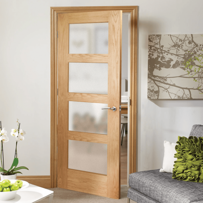 XL Joinery Internal Oak Door Shaker Obscure Glazed Fire Door FD30