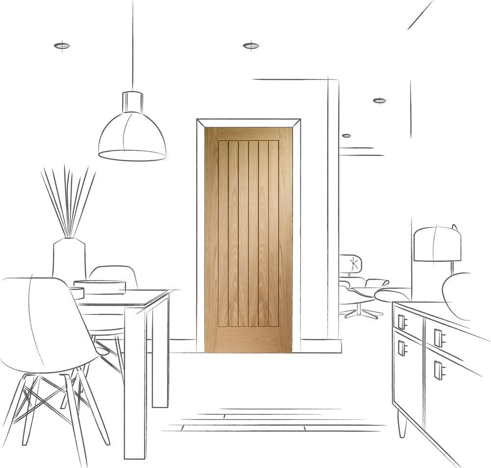 XL Joinery Internal Oak Suffolk Door Original Fully Finished