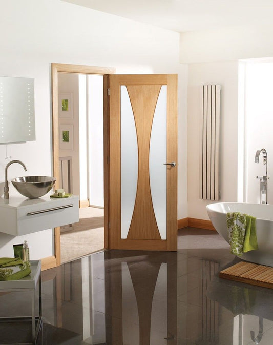 Internal Oak Verona Door With Obscure Glass