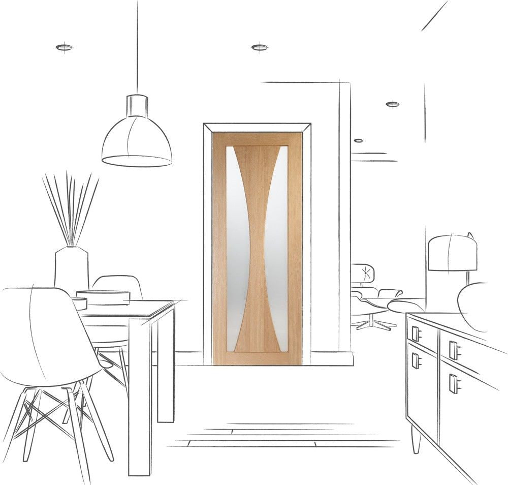 Internal Oak Verona Door With Obscure Glass