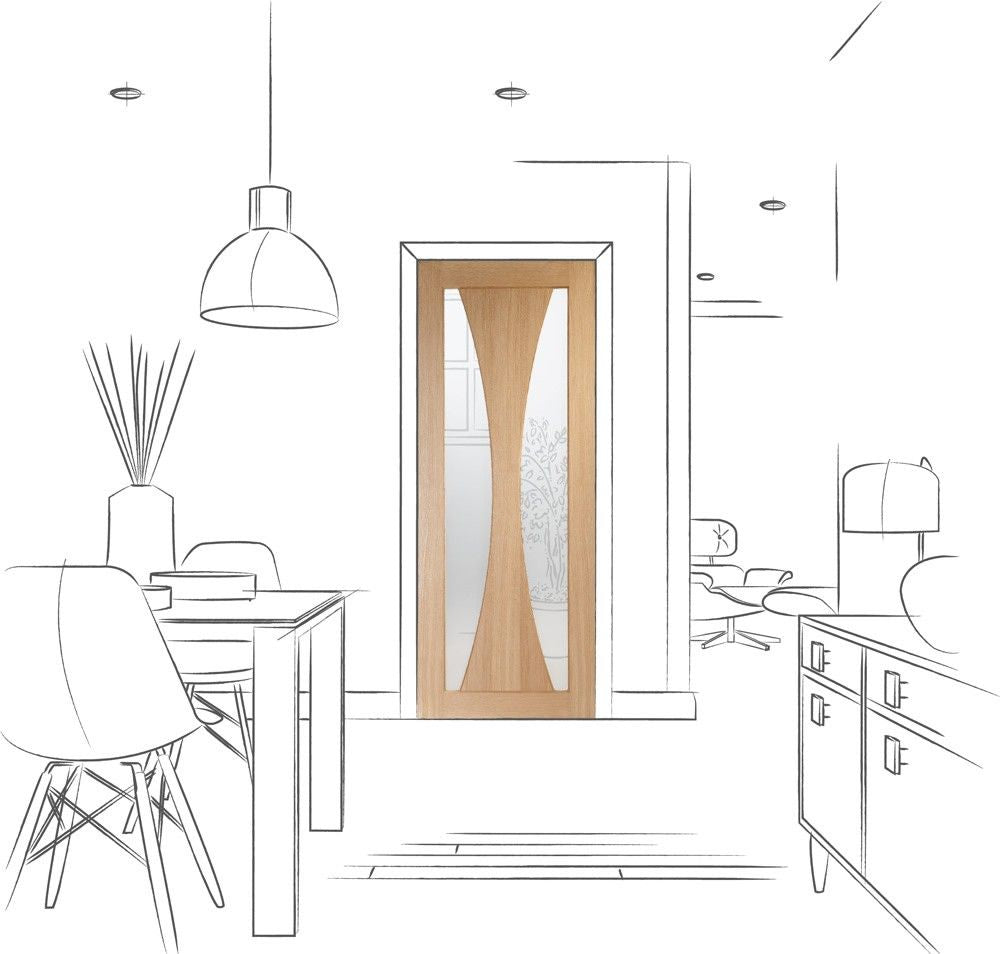 XL Joinery Internal Oak Verona Glazed Fire Door With Clear Glass FD30