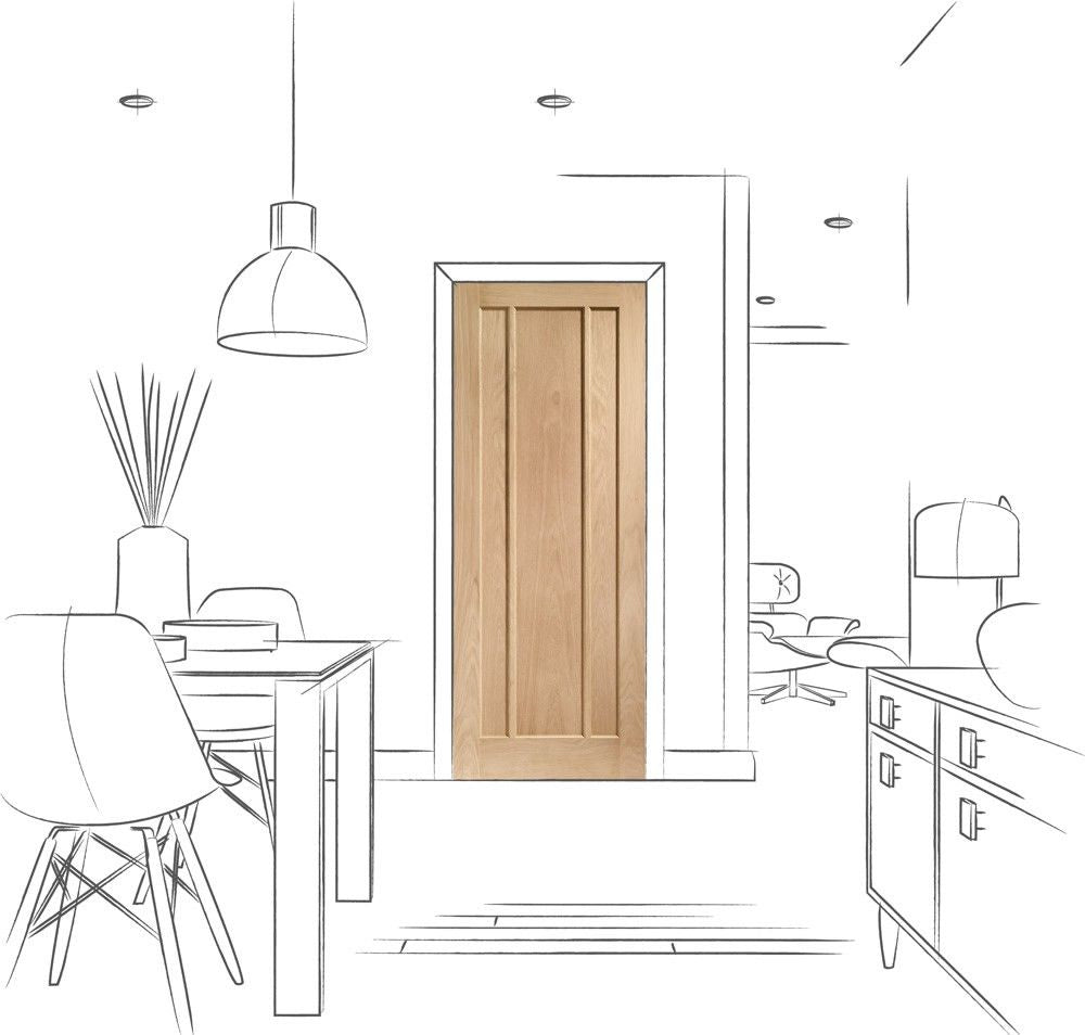 XL Joinery Internal Oak Worcester 3 Panel Door Fully Finished