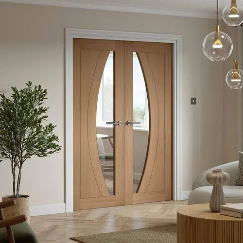 Liberty Sicily Contemporary Fully Finished Oak Clear Glass Internal Door