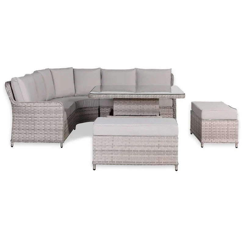Rattan Republic Large Equal Rattan Garden Corner Sofa Set with Rising Table