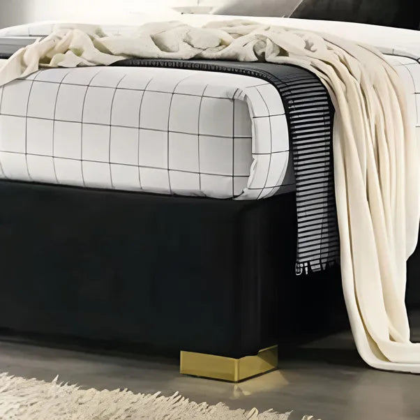 Sareer Phoenix Black Fabric Double Bed